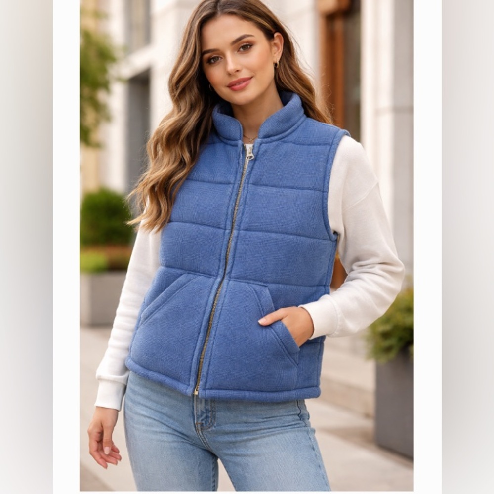 Denham zip up quilted fleece lined vest